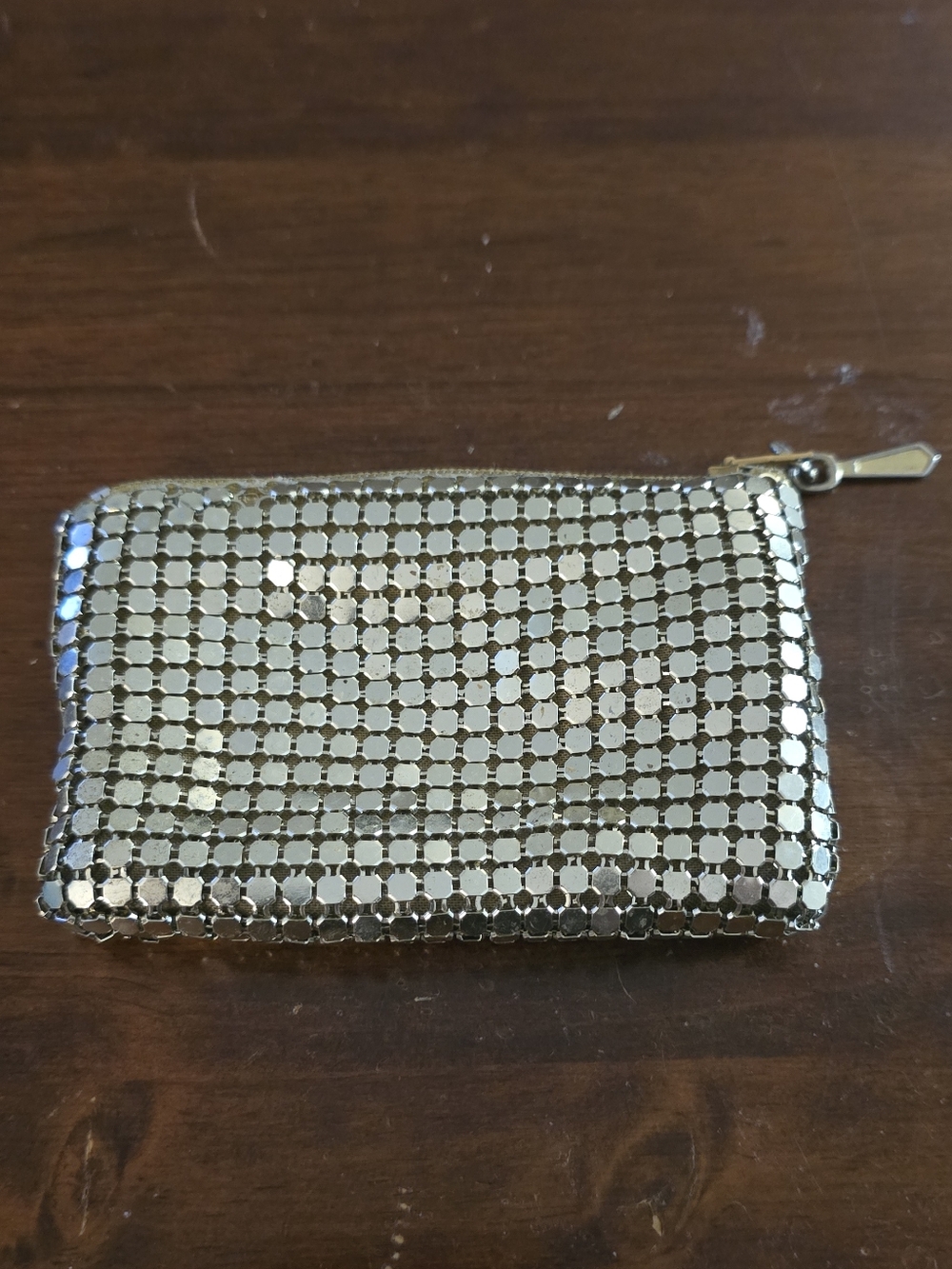 Silver Sequin Mesh Coin Purse